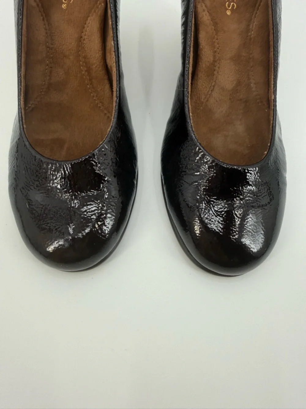 Aerosoles Elegant Plum Patent Leather Wedge Pumps with Leopard Print Heel SZ 8.5
